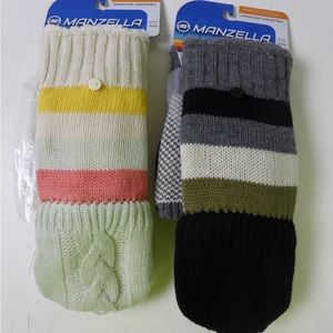 Manzella from Duluth Knit Convertible Mittens Gloves w Sherpa Lining NWT Bundle
